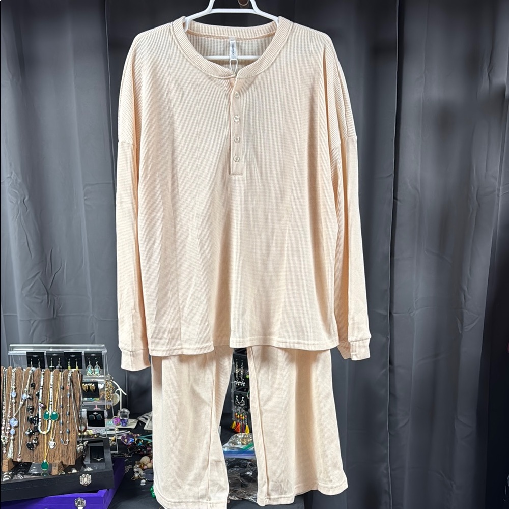 Cream Henley Pajama Set